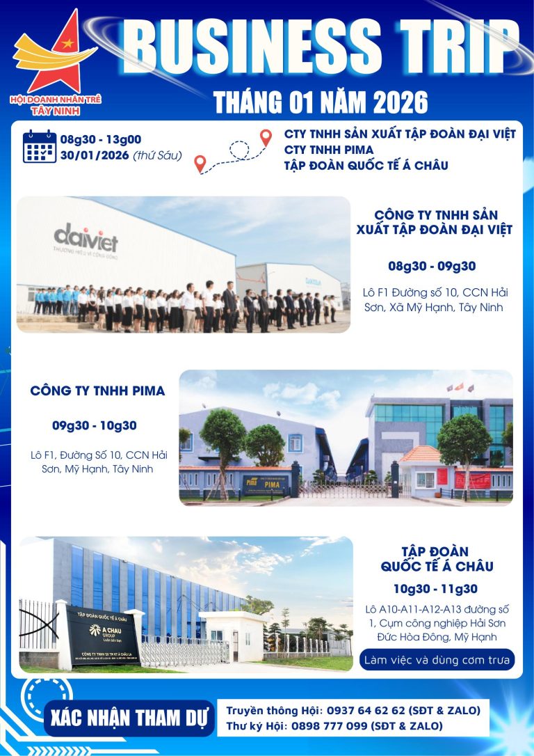 Hội Doanh Nhân Trẻ Tỉnh Tây Ninh thăm doanh nghiệp tháng 1 năm 2026