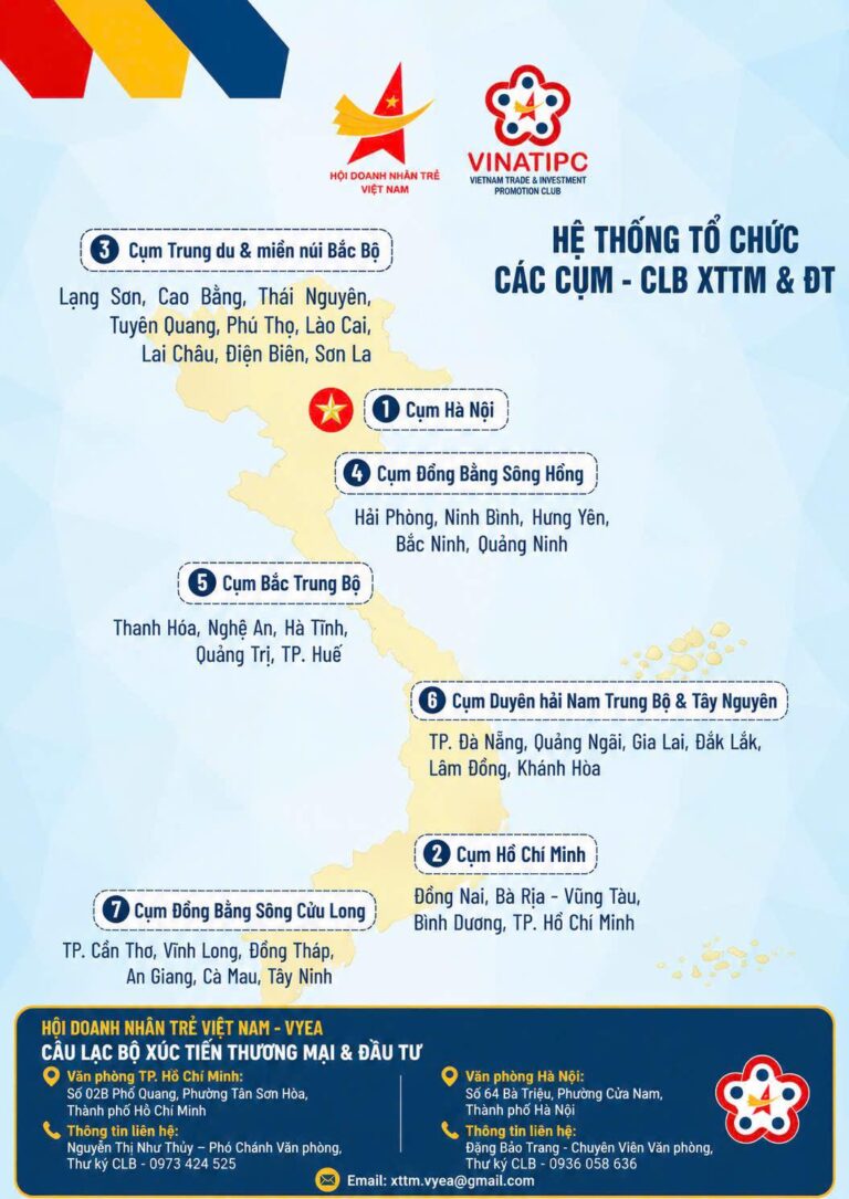 Công bố tổ chức cụm – CLB XTTM và ĐT Hội Doanh Nhân Trẻ Việt Nam